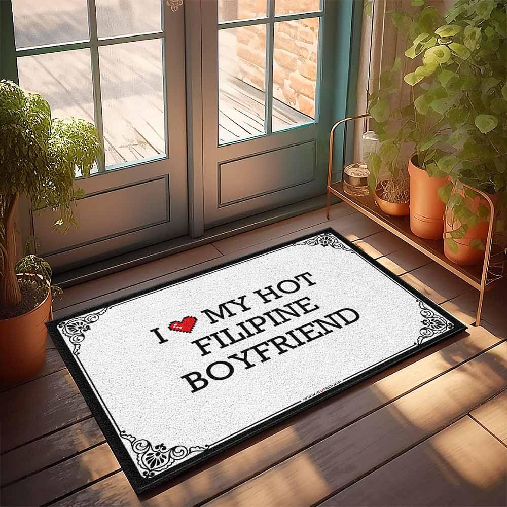 Paillasson amusant I Love My Hot Filipine Boyfriend pour entrée accueillante et humour au top