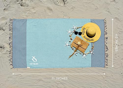 Miniatura 6 de RAY SILVER Toalla de playa turca  100% algodón turco de 40 x 71 pulgadas, toalla de playa de gran tamaño de secado rápido, sin arena, toalla turca
