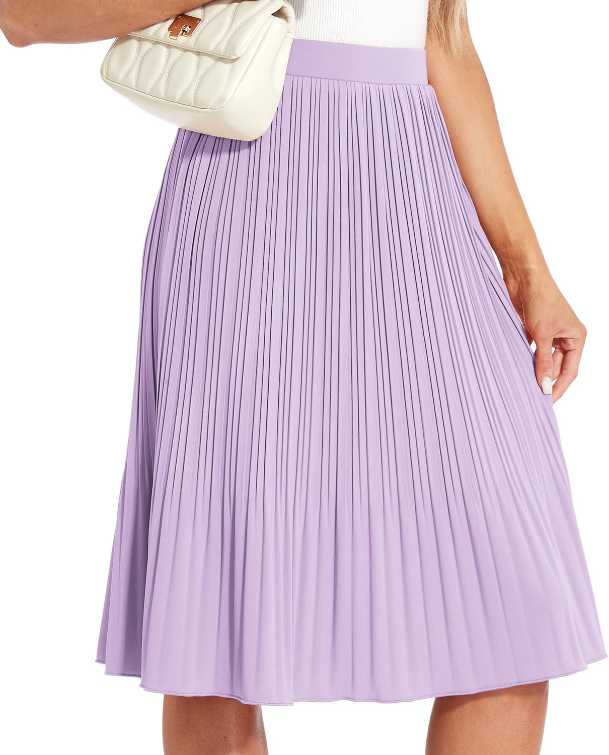 Women Drapey Knitted Chiffon Pleated Midi Skirts