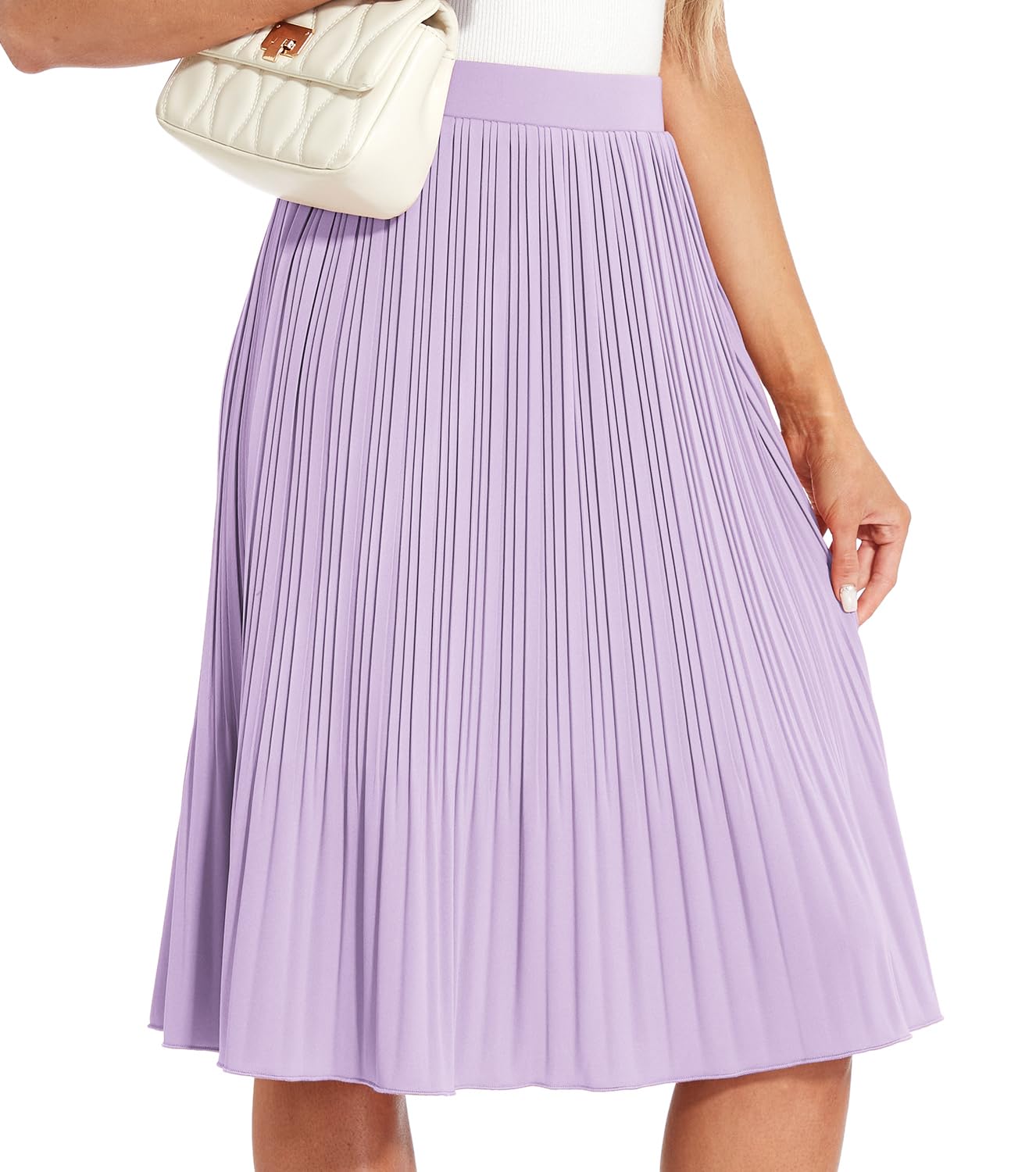 Women Drapey Knitted Chiffon Pleated Midi Skirts