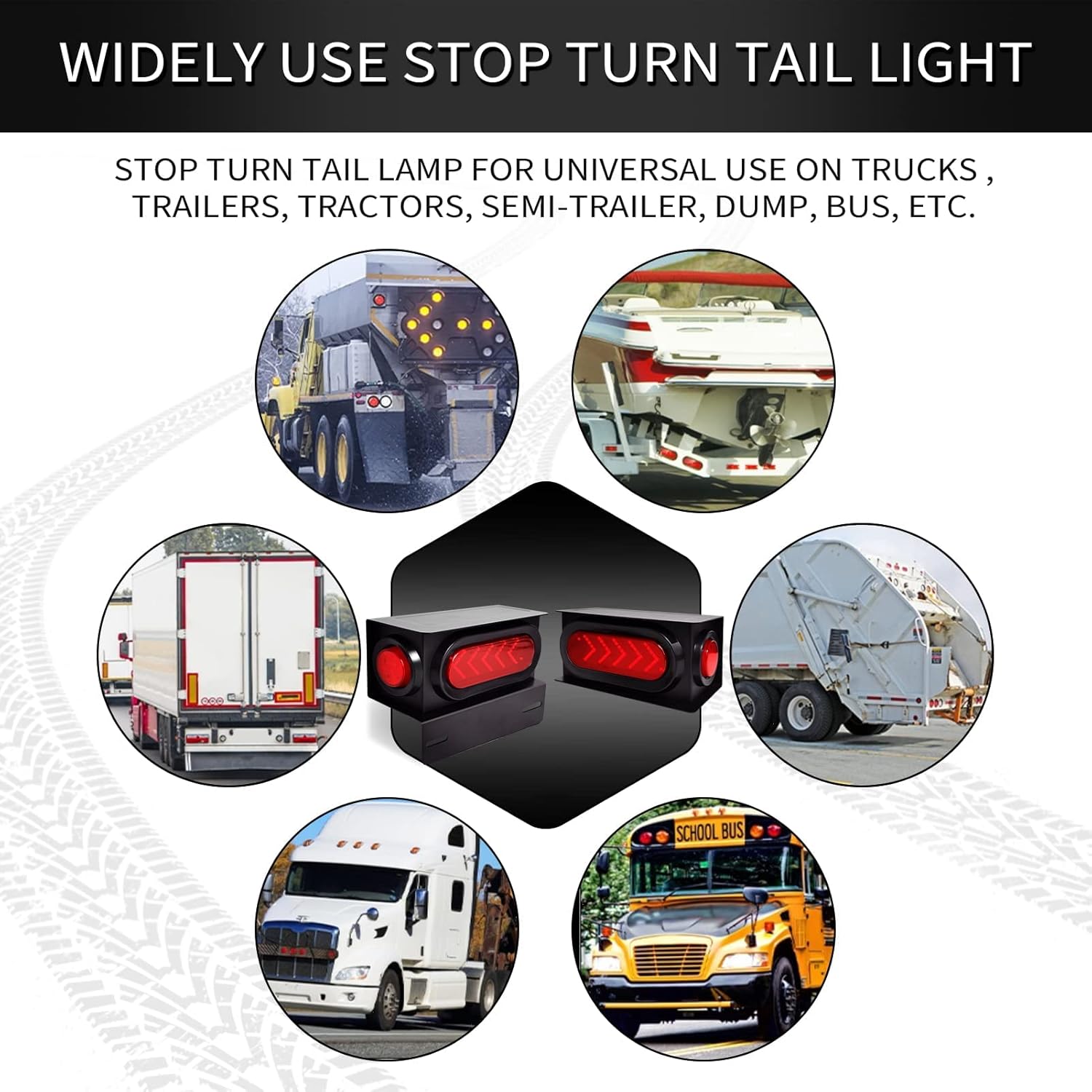 Gonice 2Pcs Steel LED Trailer Light Kit with Arrow Turn Signals - 6" Oval Tail Lights and 2" Round LED Side Marker Lights with Grommet Wire Connectors, Easy Install for Trailer, RV, Camper