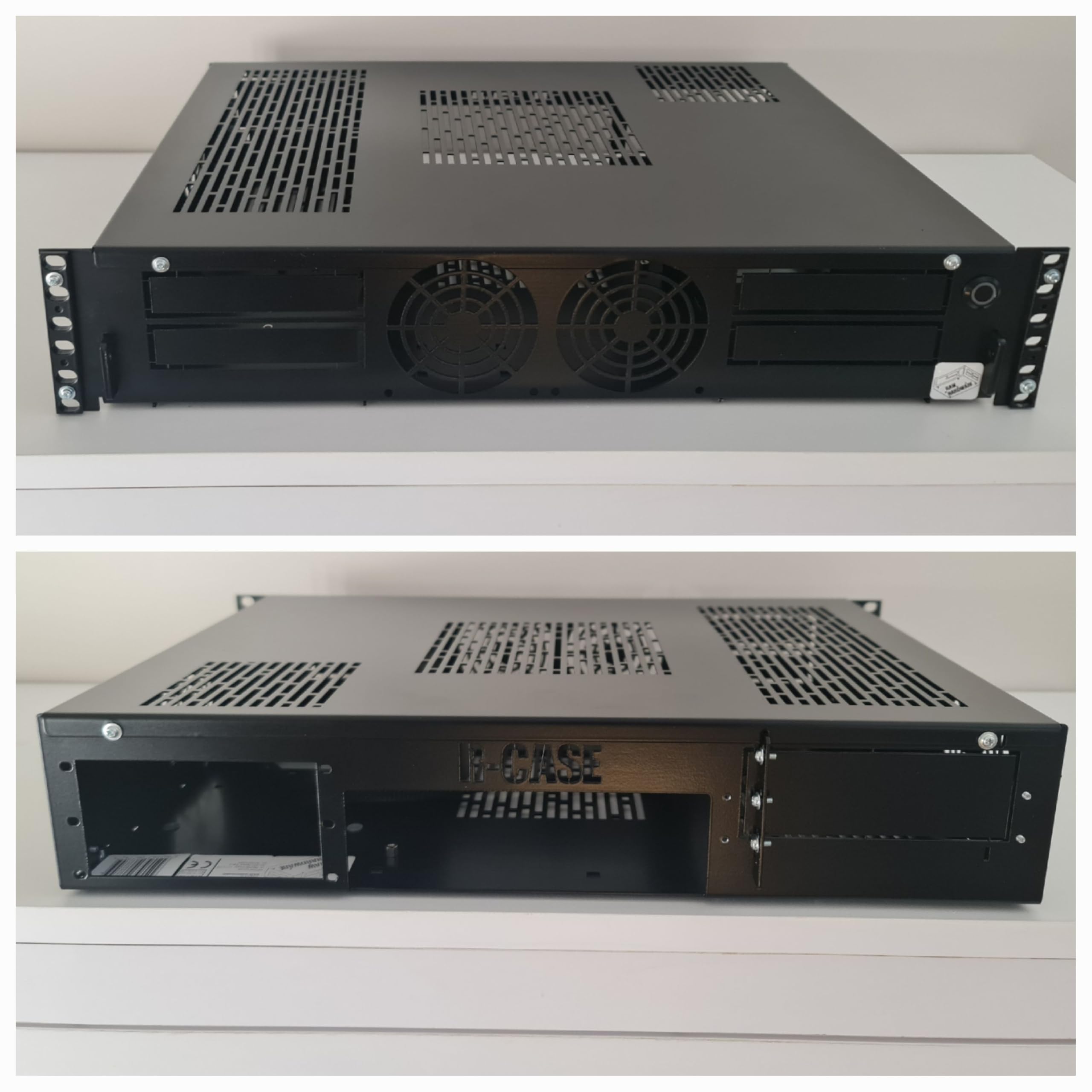 R-CASE 4 - RACK RAL case 19 pulgadas, tamaño 2U, ATX o mATX + GPU, recubrimiento en polvo, FAN 80x80