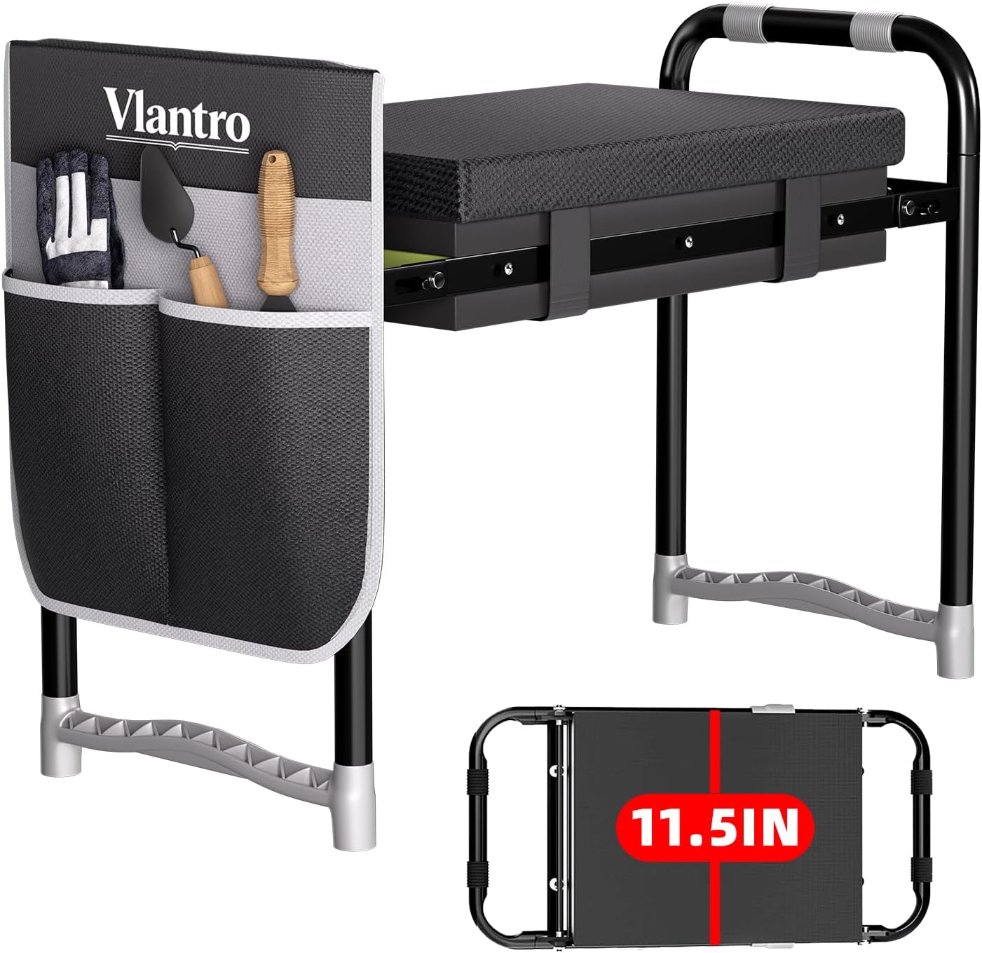 2-in-1 Garden Kneeler & Seat – Heavy Duty Foldable Gardening Bench, 400 lbs Capacity, Thick Removable Kneeling Pad, Waterproof Oxford Cushion, Portable Tool Pouch, for Seniors, Women, Mom