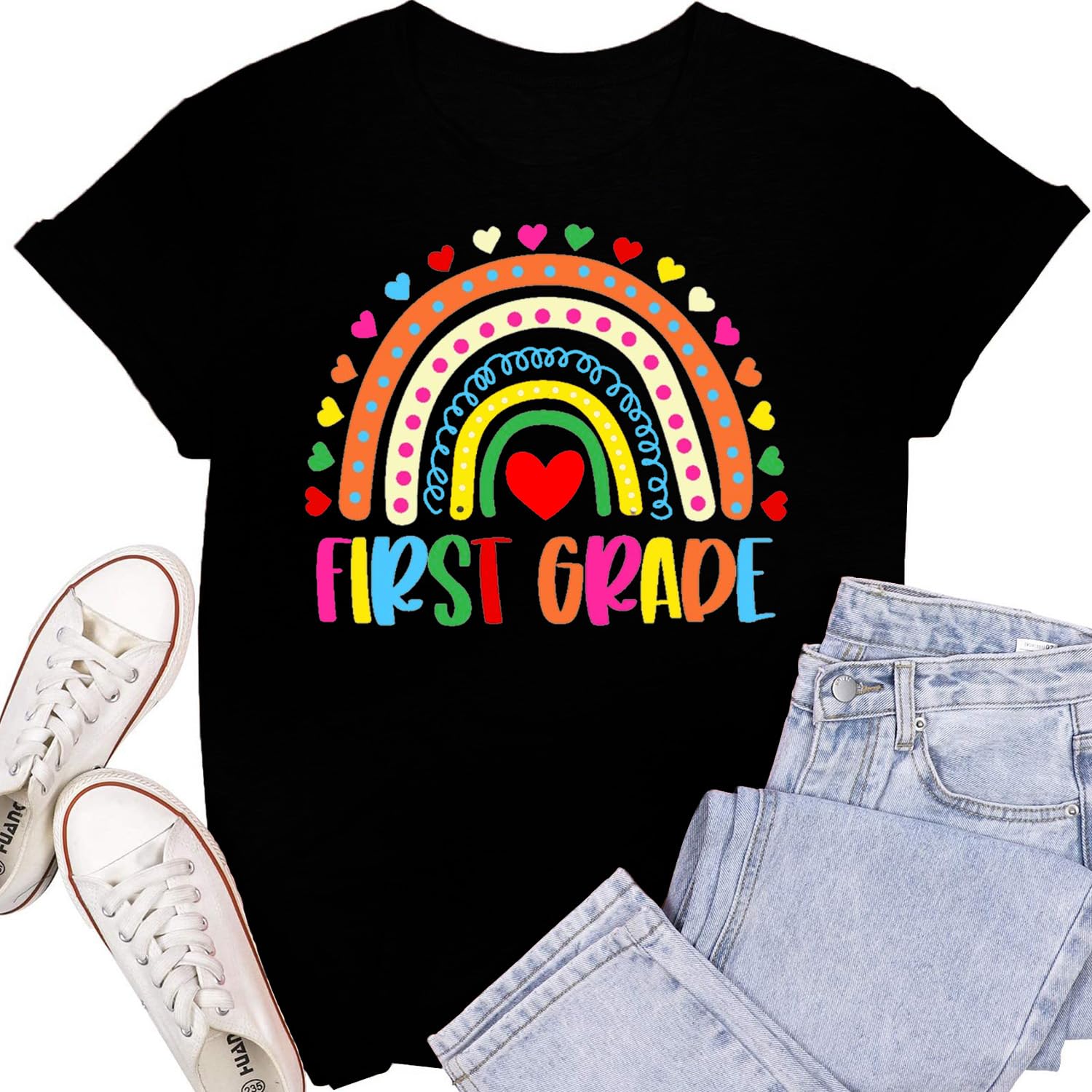 SUWATOIN Womens Teacher Life Shirts First Grade Teacher Team T-Shirt 1st Grade Teacher Rainbow Tee Top