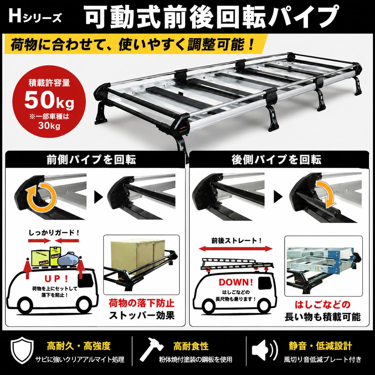 Amazon | ハイエースバン対応 ハイルーフ(標準幅) 100系 Hシリーズ 