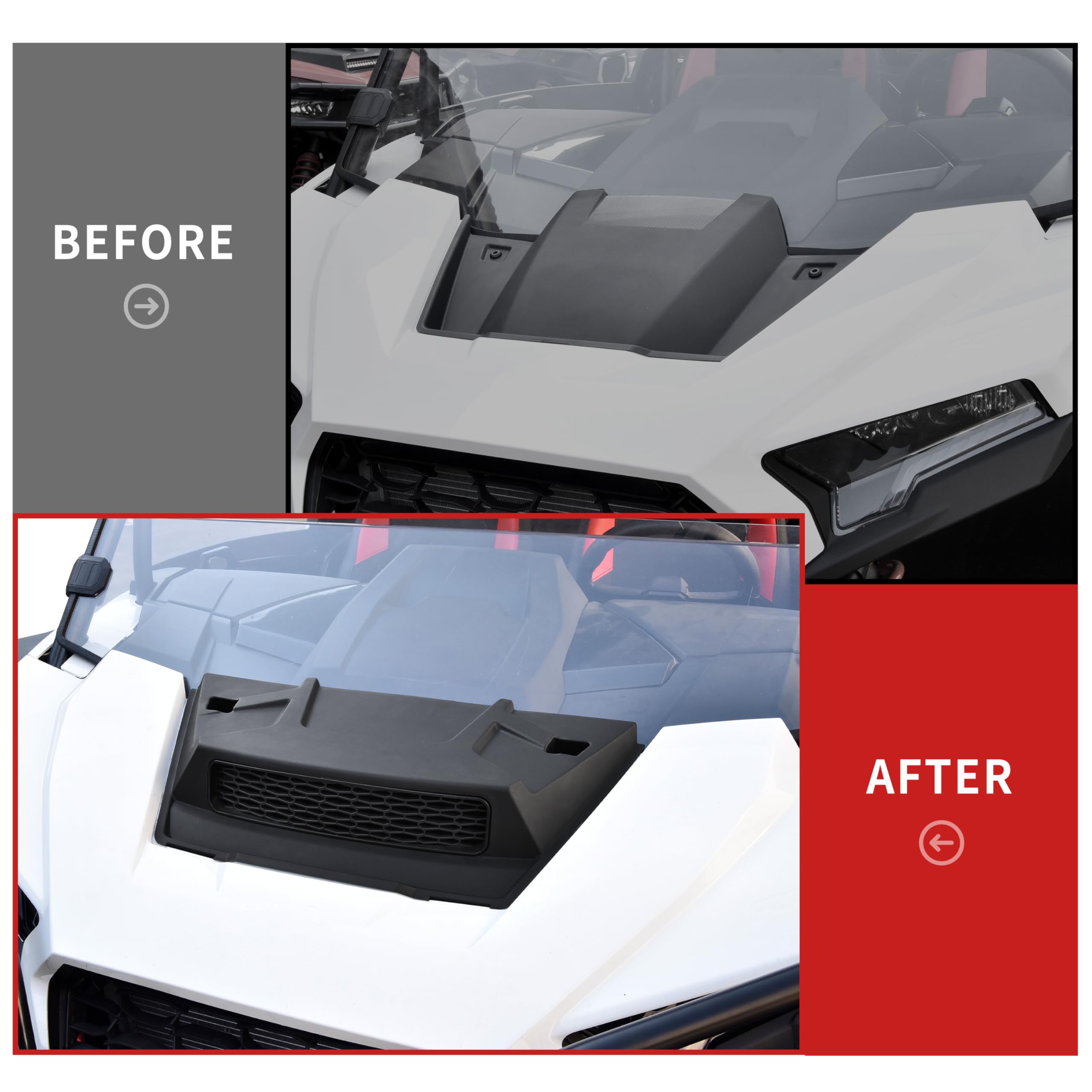 SLORIMOD Front Turbo Hood Scoop for Polaris RZR XP 1000/XP4 1000 2024-2025 Accessories, Black Sport Air Intake Kit with Large Vent, Fast Heat Dissipation Durable Polypropylene Material