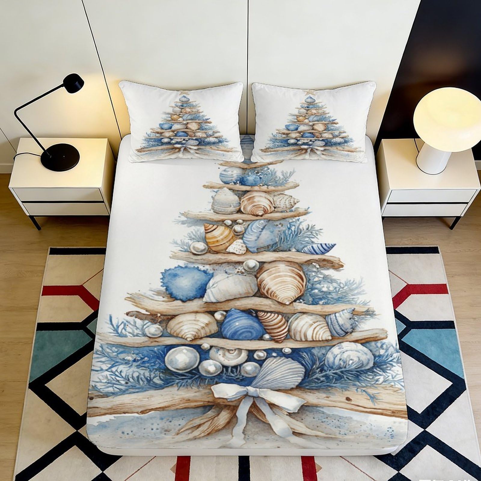 Qjzxknhpgr Style-3 3D Printed Christmas Tree Fitted Sheet Microfiber Soft Breathable Driftwood Ornament Bed Cover For Bedroom Decor 90X200x25cm