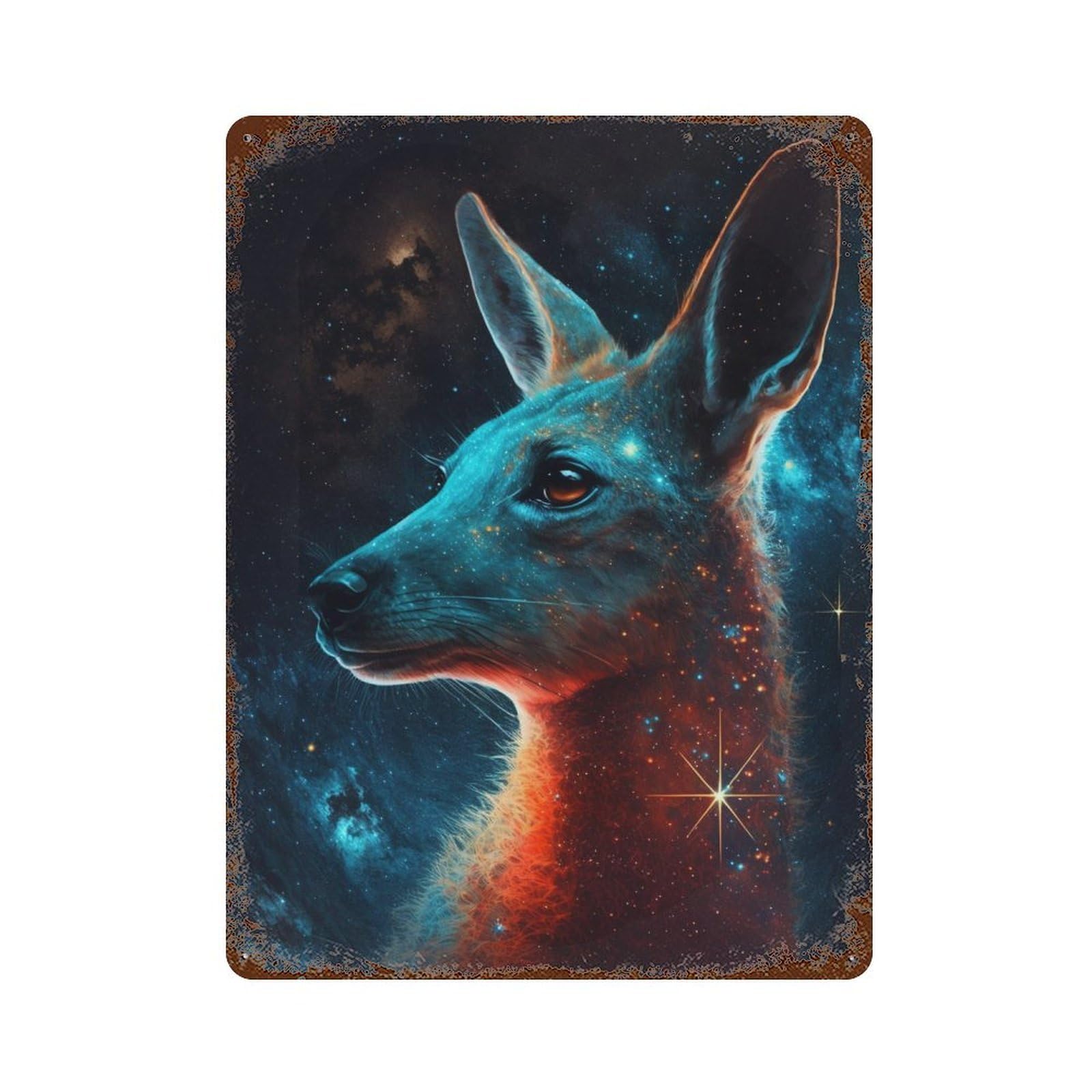 Galactic Deer Profile 15.7"x11.8" Decorative Tin Sign, Retro Wall Decor for Bistro, Counter And Cafe Decor