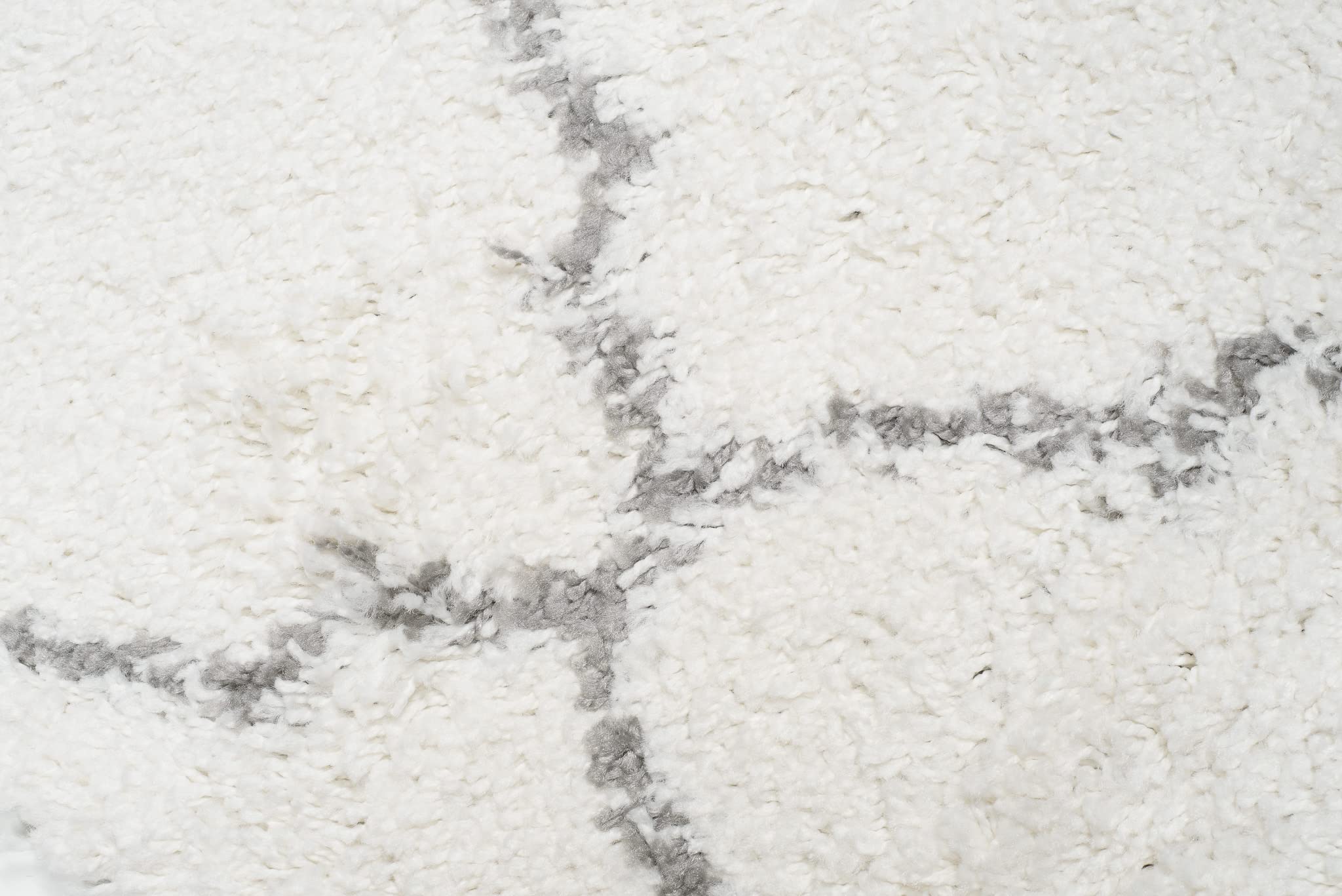 TAPISO Boho Teppich Läufer Kurzflor Shaggy Creme Grau Gitter Marokko Fransen Schlafzimmer Wohnzimmer Design Modern 100 x 400 cm