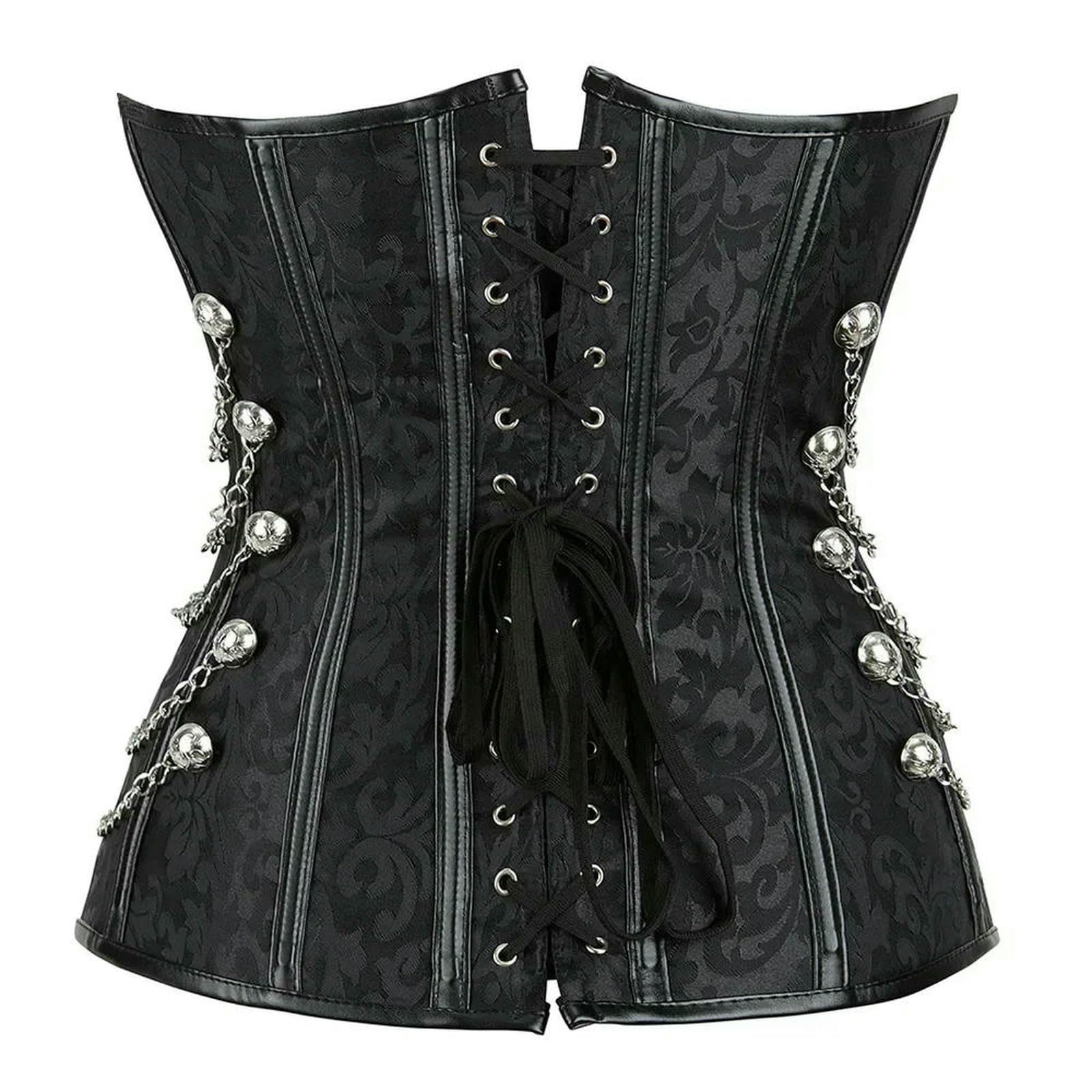 Ceinture amincissante Femme Corsetto Overbust Stile Retrozipper A Spirale in Osso d'Acciaio Bustier Top Sexy Korsett Nero-Marrone-XL