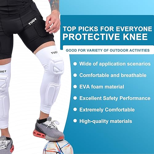 Miniatura 14 de Rodilleras acolchadas para pantorrillas, manga de compresión para piernas, protector de muslo, espinilleras para fútbol, baloncesto, voleibol