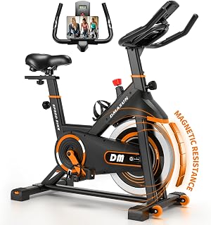 DMASUN Silent Magnetic Exercise Bike: 330lbs Capacity, Anti-Loosening Pedals, Comfort Seat, Quiet Home Indoor Cycling Trainer