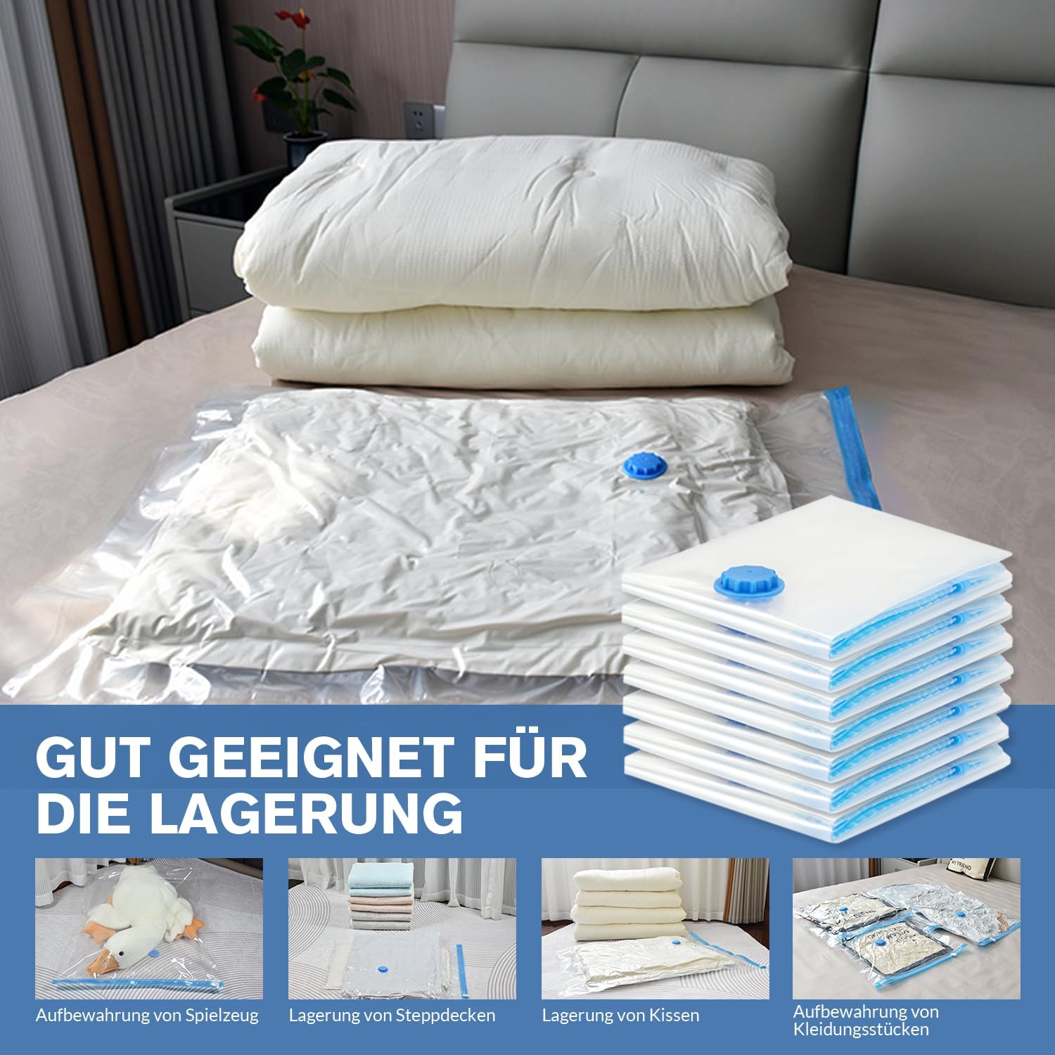 Vacuum Bags for Clothes - Pack of 10 30 x 40 cm Reusable Clothing Storage Bags Vacuum Bags with Seal and Space Saving Travel Bags for Clothes, Duvets, Bedding etc