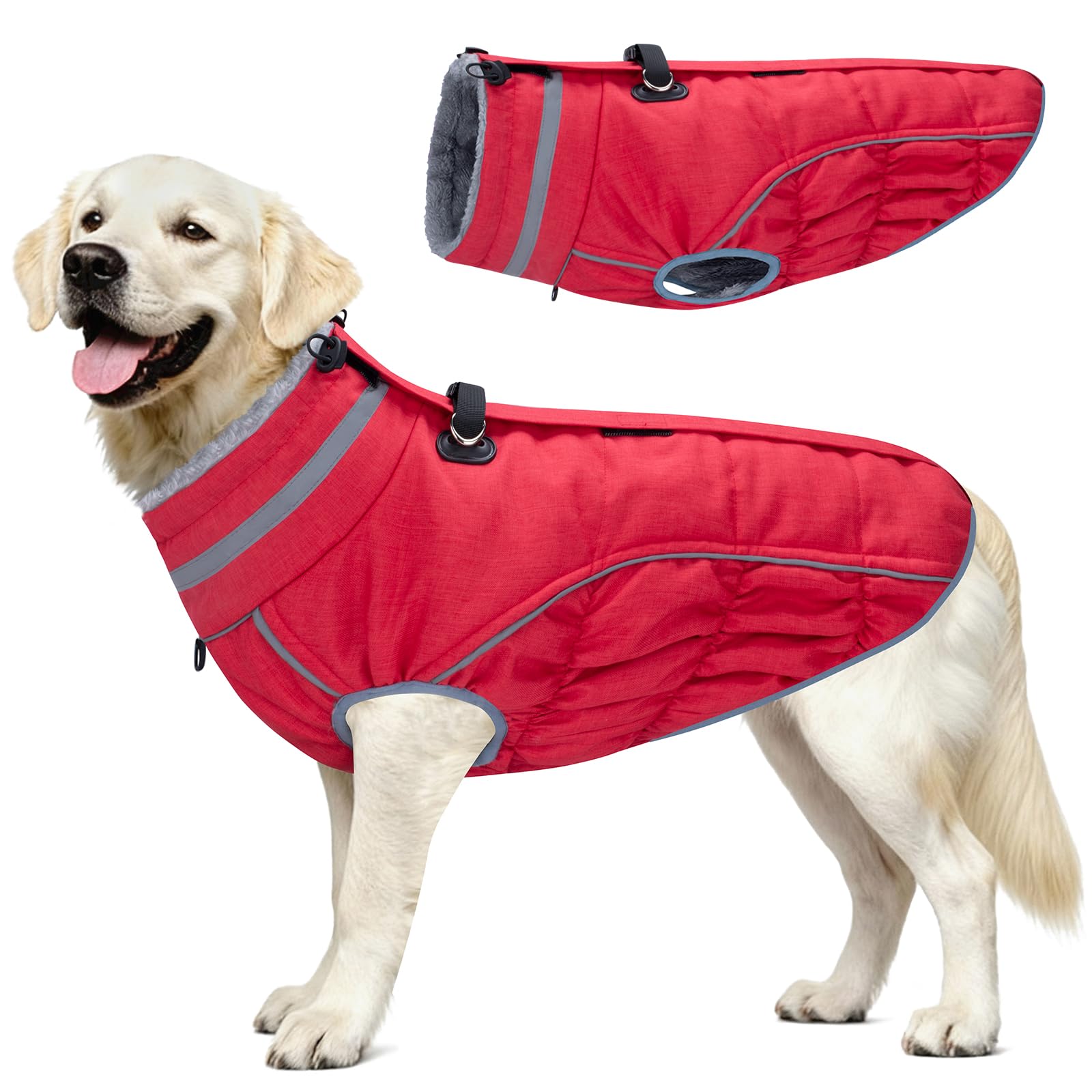 Malier Abrigo de invierno para perro (rojo, mediano)