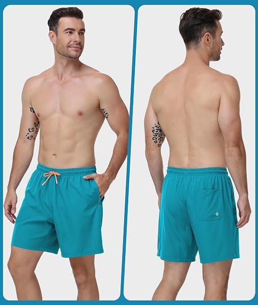 Zoofly Short de bain pour homme - Doublure de compression - Séchage rapide - Avec poches - 2
