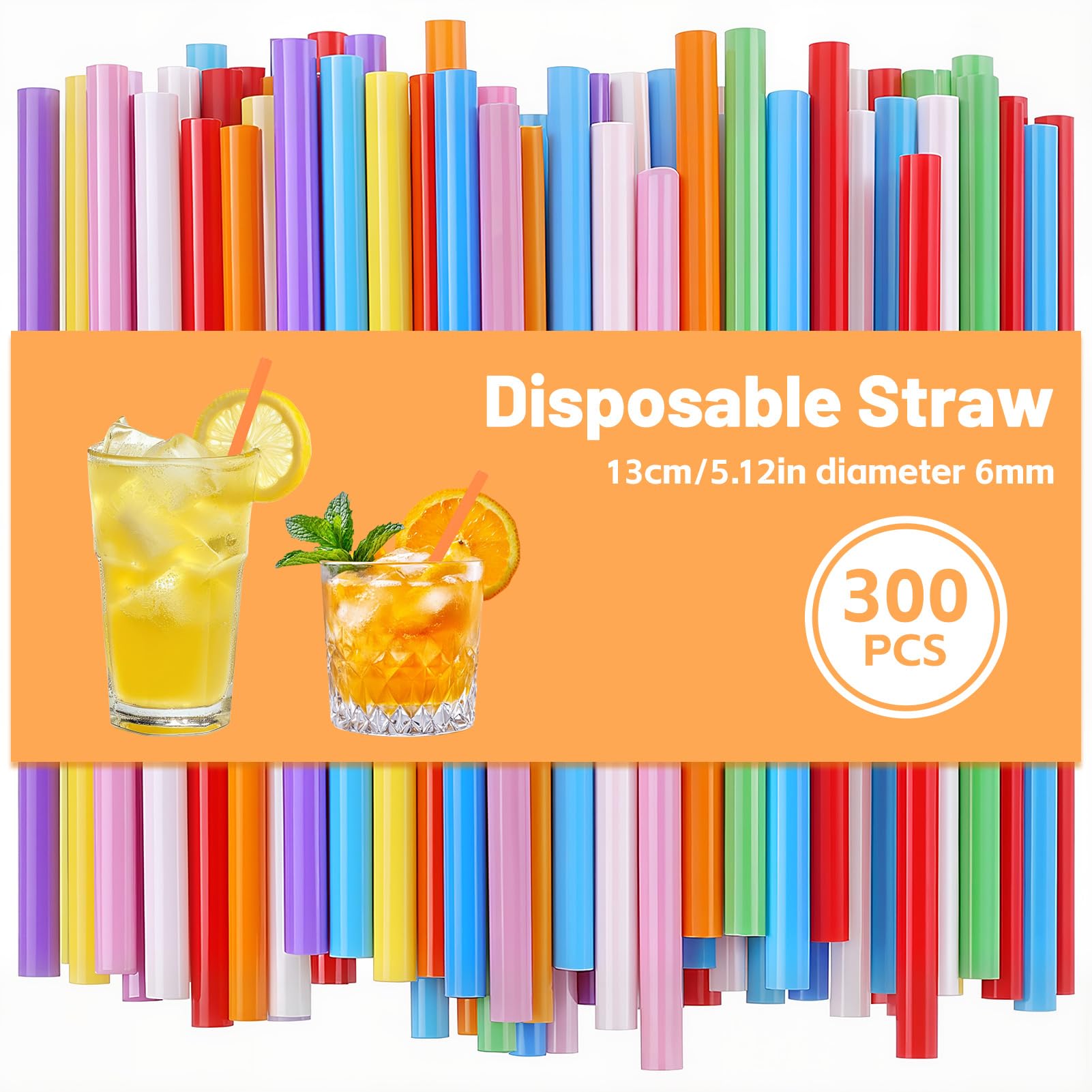 Photo 1 of 300 Pack Colorful Cocktail Straws 5inch Short Straws for Drinks,0.24inch Diameter Disposable Plastic Straws for Boba, Coffee, Milkshakes,Perfect for Bar, Party, Daily Use.(Colorful)