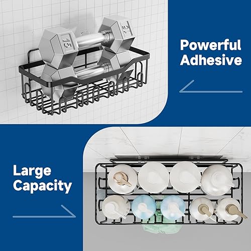 Miniatura 5 de Paquete de 5 estantes organizadores de ducha adhesivos con soporte para jabón, estante de almacenamiento de ducha sin perforaciones para baño y