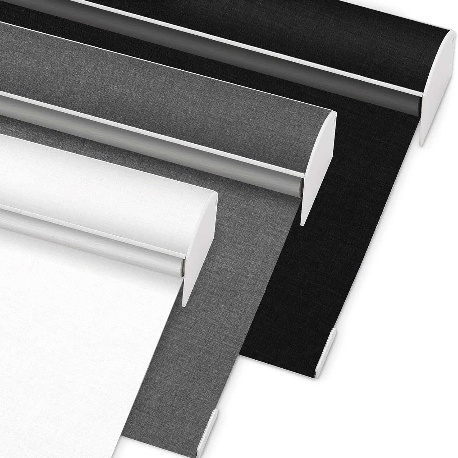 Custom Size Cordless Roller Shades Blackout Blinds for Windows Free-Stop Window Blinds Pull Down Thermal Insulated Fabric UV Protection Shades for Home,Office,White