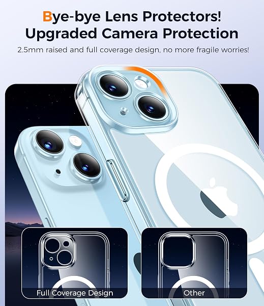 Qasyfanc Magnetic for iPhone 15 Case with 2 Tempered Glass Screen Protector, Compatible with MagSafe, Full Camera Protection, [Anti-Yellowing] Shockproof Protection Phone Case, Clear - 5