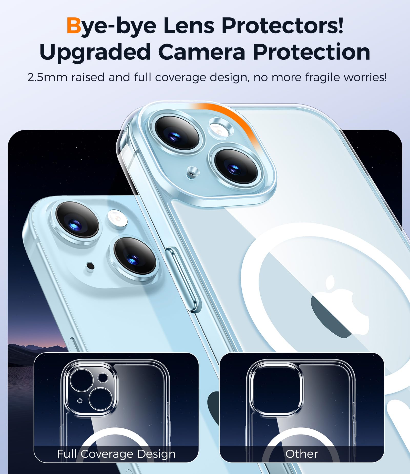Qasyfanc Magnetic for iPhone 15 Case with 2 Tempered Glass Screen Protector, Compatible with MagSafe, Full Camera Protection, [Anti-Yellowing] Shockproof Protection Phone Case, Clear — view 5