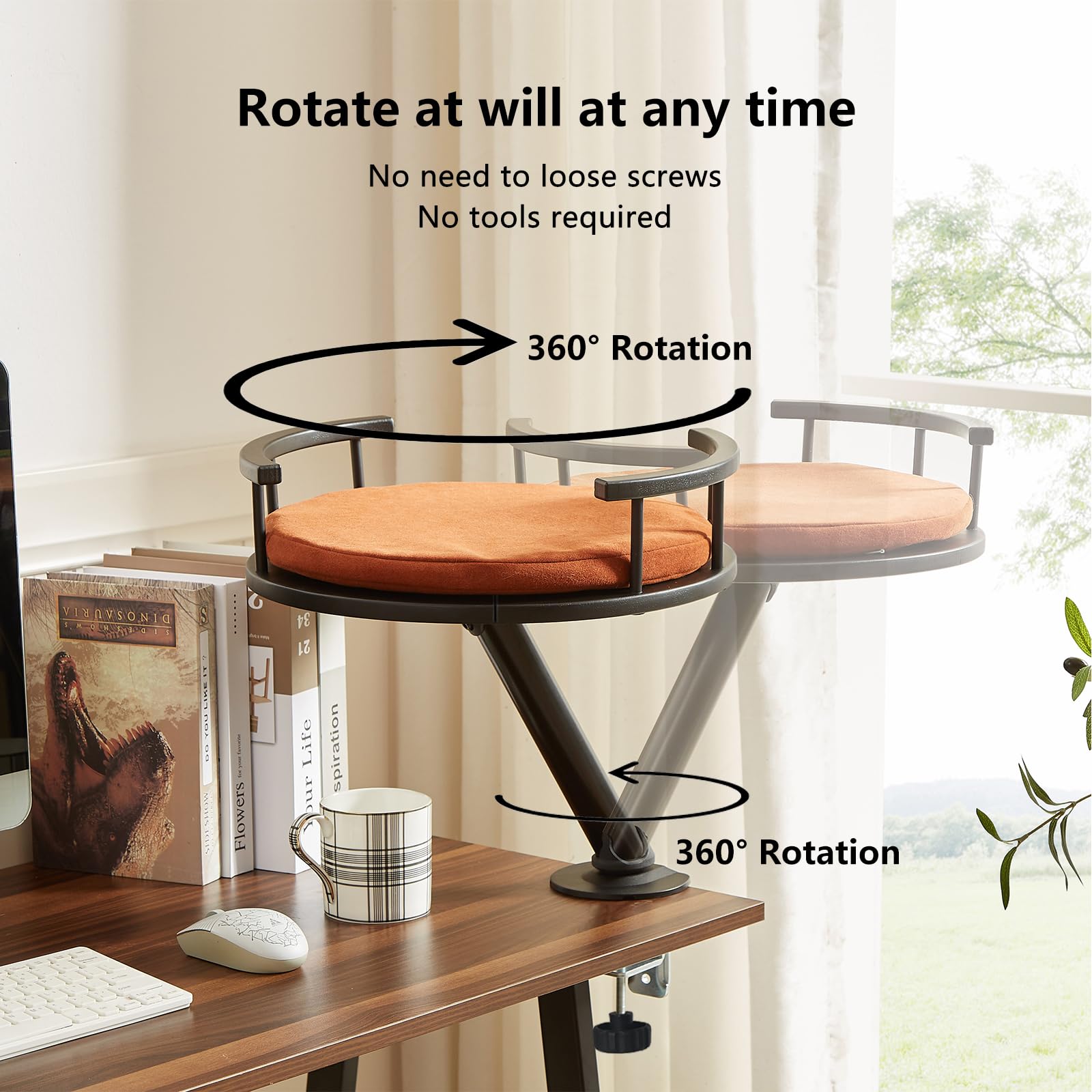 Cama de Escritorio para Gatos – Accesorio de Escritorio para Oficina en casa, giratoria, Nido para Trabajo, Accesorios de Muebles para Gatitos (Negro)