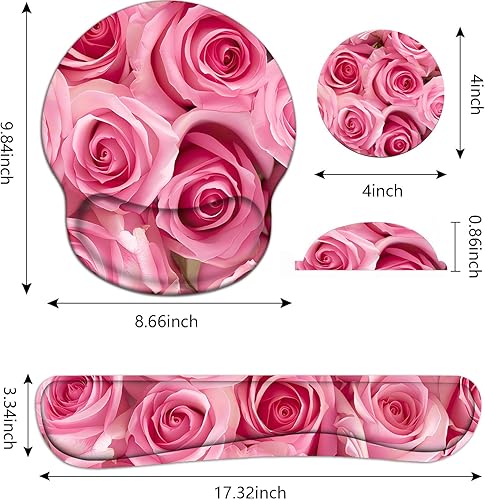 Miniatura 3 de Juego de reposamuñecas para teclado y alfombrilla para mouse con posavasos, base de poliuretano antideslizante, alfombrilla ergonómica para mouse
