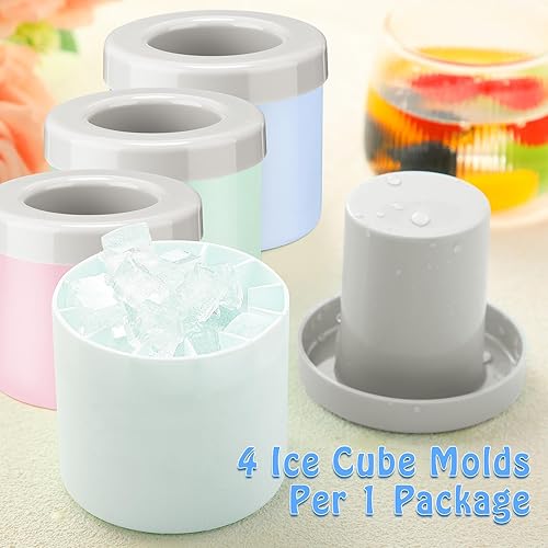 Miniatura 5 de Mumufy Moldes cilíndricos de silicona para descomprimir cubitos de hielo, bandejas de celosía, capacidad para 60 cubitos de hielo, taza de hielo 3D