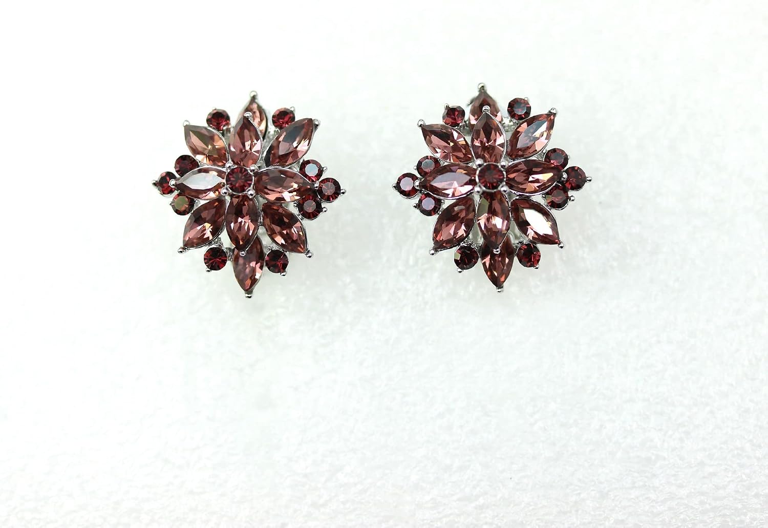 Faship Statement Crystal Rhinestone Floral Clip On Earrings
