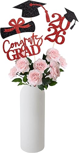 Miniatura 5 de Centros de mesa de graduación de clase 2026 para mesa, centros de mesa de fiesta 2026, suministros de fiesta, decoración de fiesta de graduación