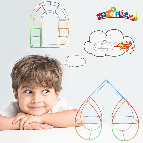 Miniatura 4 de ZOZOPLAY Constructor de paja STEM Juguetes de construcción de 400 piezas, pajitas y conectores, juegos de construcción de habilidades motoras