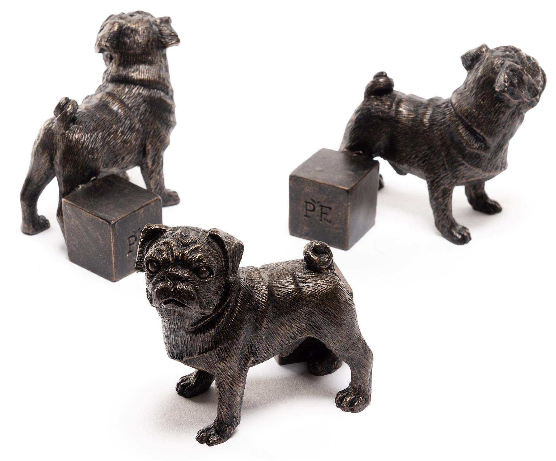 Potty Feet Figurki mopsa na doniczki - podpórka do roślin - ręcznie robione dekoracje - 3 szt