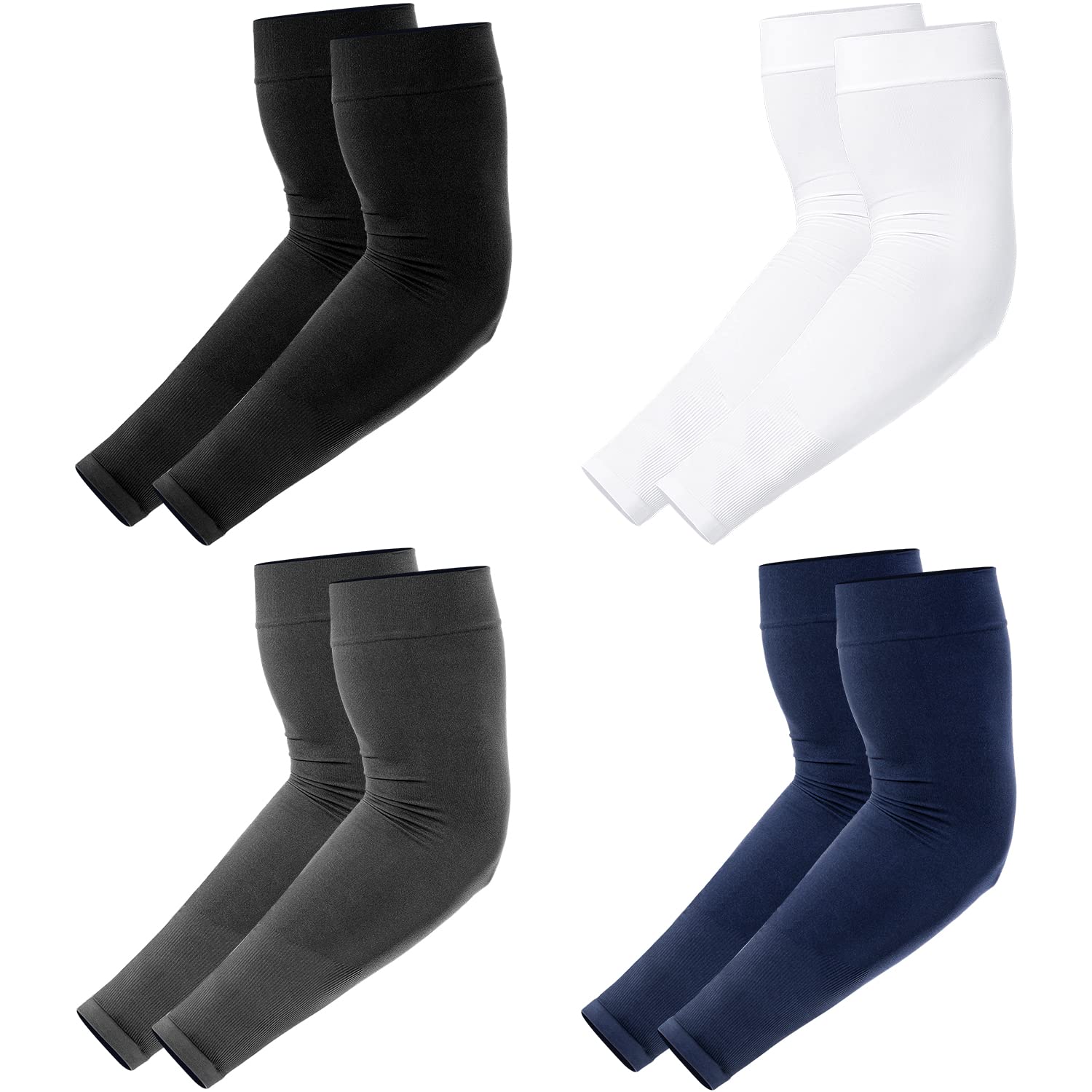 Newbyinn Ärmlinge für Damen Herren Jugend, Ärmel ​mit UPF 50+, Tattoo Abdeckung Armstulpen, Kühlende Armabdeckung, Kompression Armschoner - Größe: L, Farbe: Schwarz + Weiß + Grau + Blau