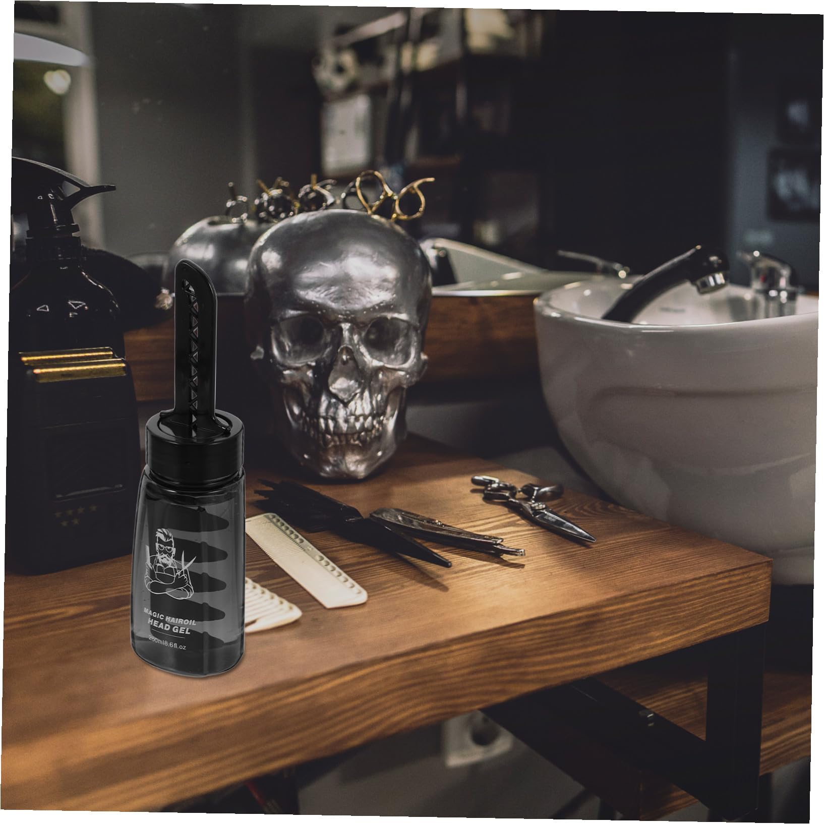 NOLITOY 3 piezas Botellas Dosificadoras para Gel de Peinado con Peine Integrado de Unidades Aplicador para Estilizar Cabello Masculino Herramienta Práctica para Distribución Uniforme del