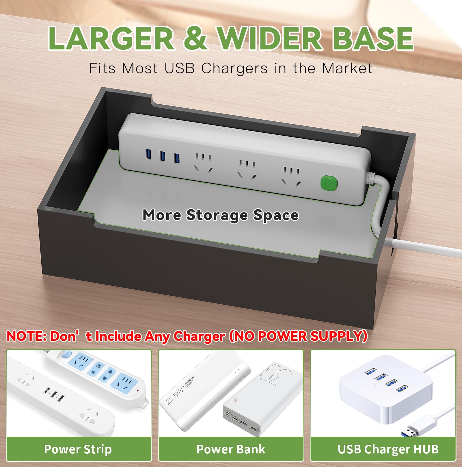 Pezin & Hulin Station de charge en bambou, organiseur d'appareils électroniques pour plusieurs appareils tels que téléphone portable, tablette, montre et plus encore, naturel + noir, (pas de chargeur