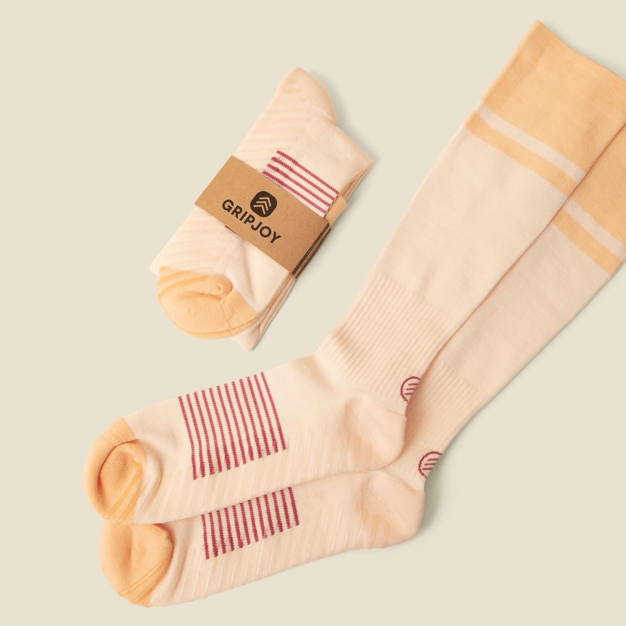 Gripjoy Calcetines de compresión con agarres para mujeres y hombres, 15-20 mmHg, calcetines antideslizantes hasta la rodilla