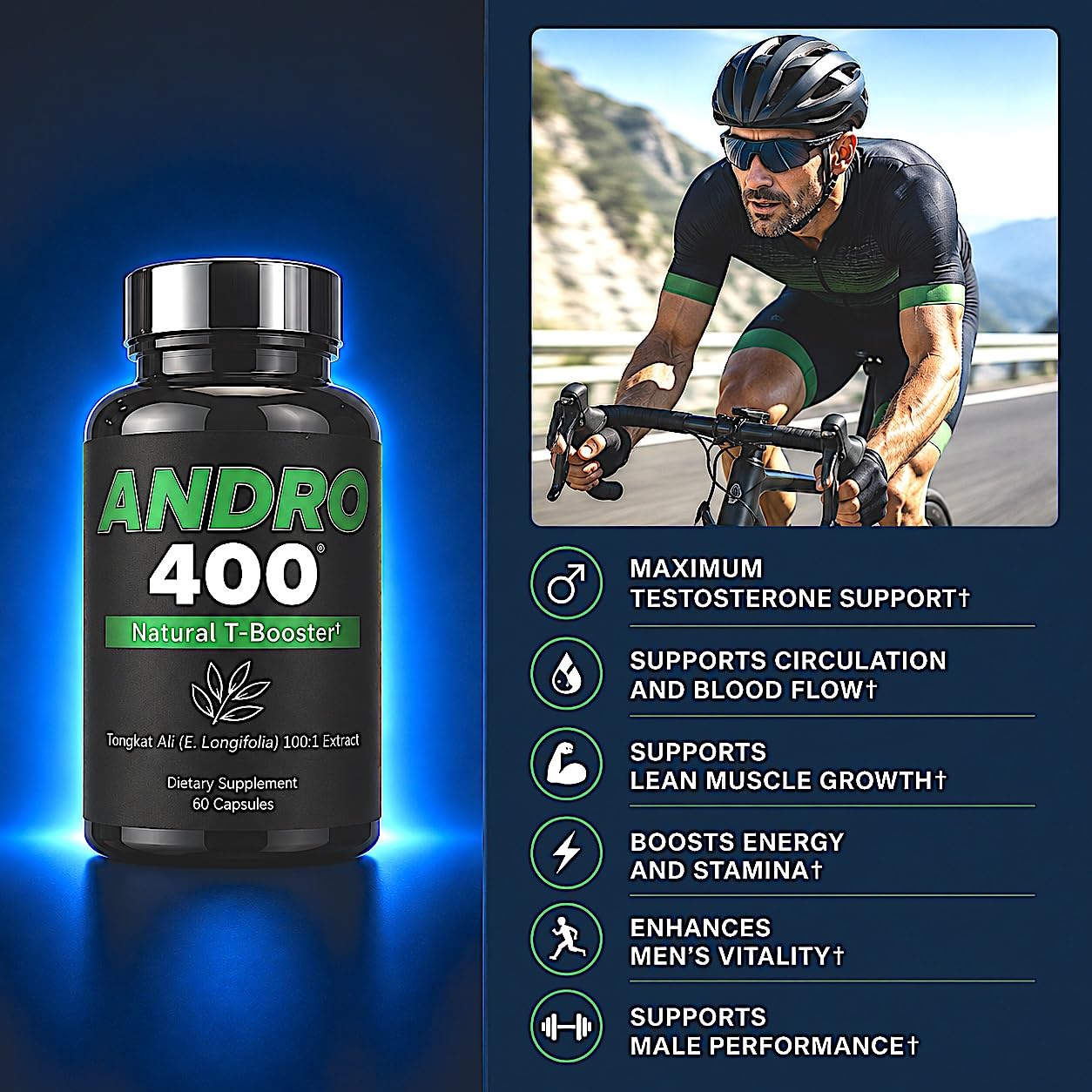 Andro400 Natural Testosterone Booster for Men – Tongkat Ali 100:1 Extract (Eurycoma Longifolia), Stimulant-Free Energy, Stamina & Vitality Support – 2 Pack, 120 Capsules — Amazon image 5