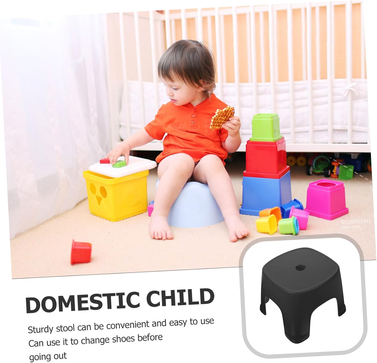 1pc Foot Stool for Bathroom Compact Step Stool for Toilet Non- Design for Easy Use for Toddlers and Adults for Shoe Changing and Potty Training Black