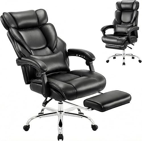 Silla de oficina ejecutiva con reposapiés, silla de escritorio ergonómica con respaldo alto, silla de computadora con reposacabezas ajustable,