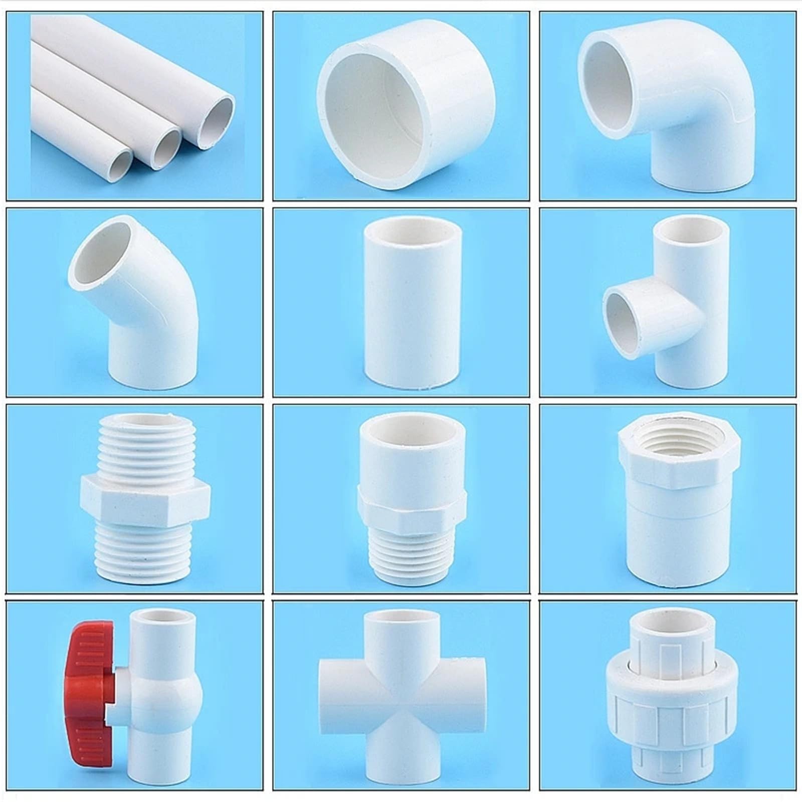 2 piezas de 20 a 50 mm PVC for tubería, codo en T, conector cruzado, junta agua for riego jardín, válvula bola control for acuario(Thread Connector,32mm)