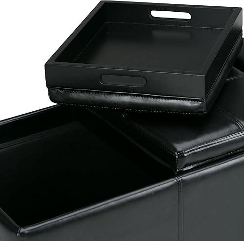 Miniatura 134 de Otomana rectangular de almacenamiento de cuero sintético Simpli Home Avalon., Cuero, Marrón Azul,Marrón Chocolate,Cloud gris,Gris oscuro,Azul