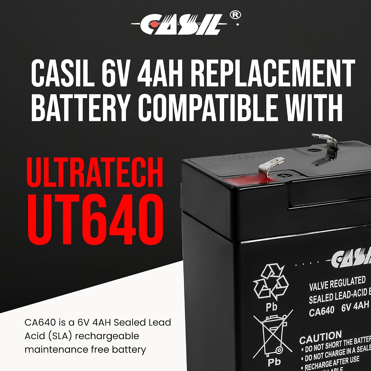 Casil CA640 6v 4ah Battery for CHAOYUAN CY640 (CA640-2PC)