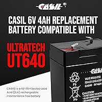 Vista 2 de Casil Batería de repuesto de plomo ácido sellada recargable de 6V 4Ah (1 paquete)