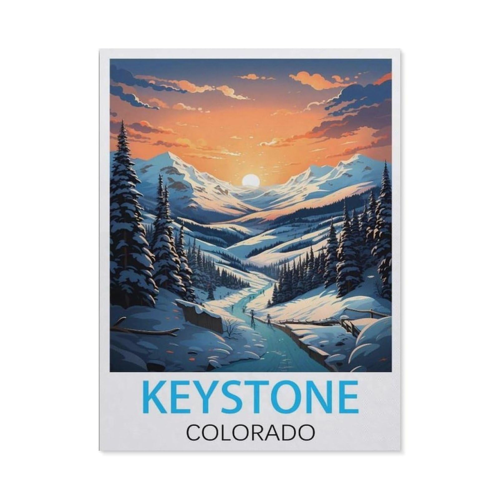 BEAYODKP Diamond Painting，Keystone Colorado Vintage Travel Poster，Diamond Painting Art Embroidery Cross Stitch Pictures Gift Wall Decoration（50 x 60 cm/19.68 x 23.62 inches）-BY56
