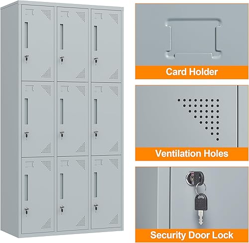 Vista 277 de Taquillas de metal para empleados, armario de almacenamiento de acero con 5 puertas para el hogar, oficina, escuela, gimnasio (blanco)