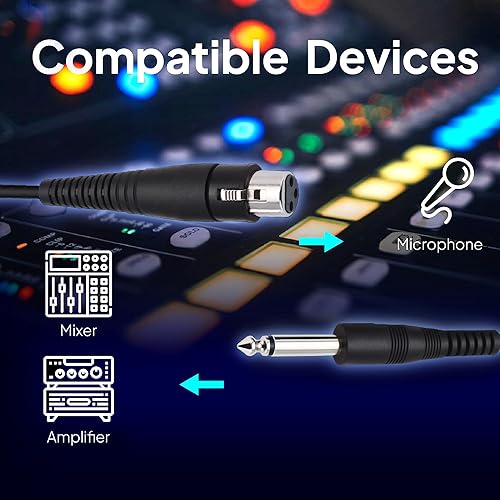 Miniatura 3 de CAROL Cable de micrófono XLR hembra a 0.248 in (14 pulgadas) - 15 pies  Negro  Diseño integrado de una pieza  Compatible con preamplificadores XLR y