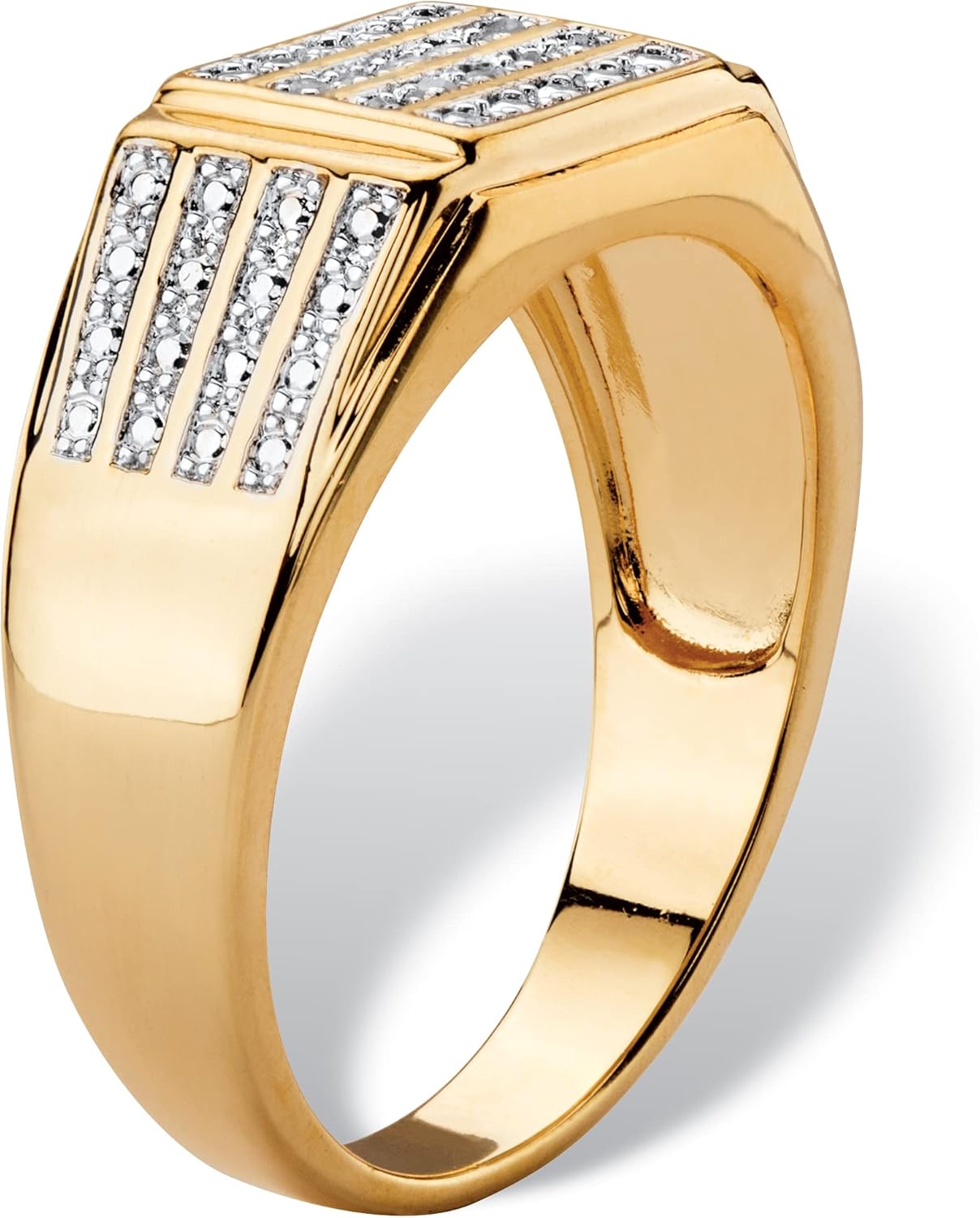 PalmBeach Men's Yellow Gold-plated Genuine Diamond Accent Multi Row Ring Sizes 8-13