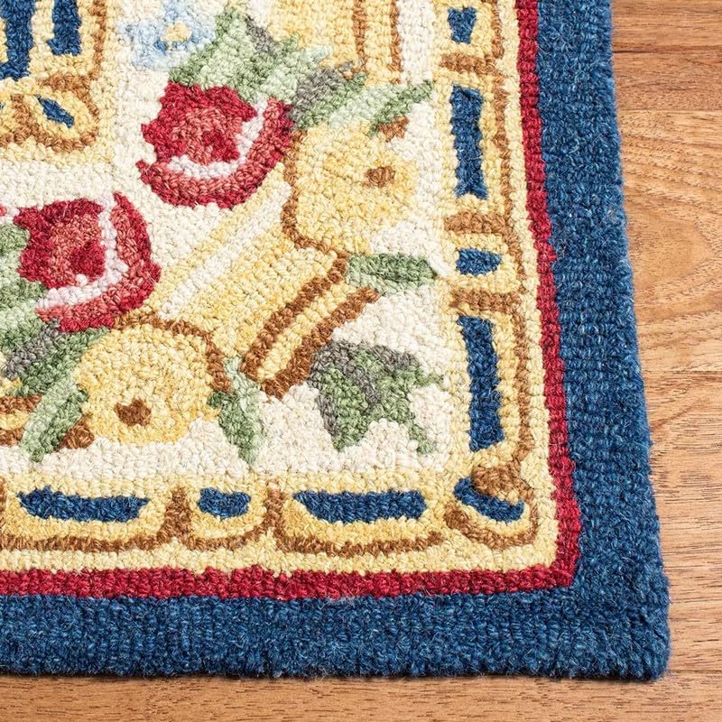 Image of Handmade PremiumANAYA Collection Woollen Rug Loop Pile Floral Hand Tufted Carpet for Living Room Bedroom Drawing Room Hall and Floor 4X6 Size