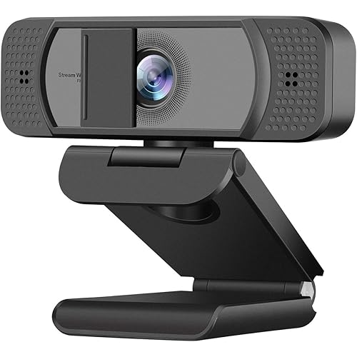 1080P Webcam with Microphone for PC Streaming, Web Camera for Desktop with Privacy Cover, 100° Wide Angle, Auto Light Correction, USB Plug&Play Web Cam for OBS/Gaming/Zoom/Skype/FaceTime/Teams/Twitch