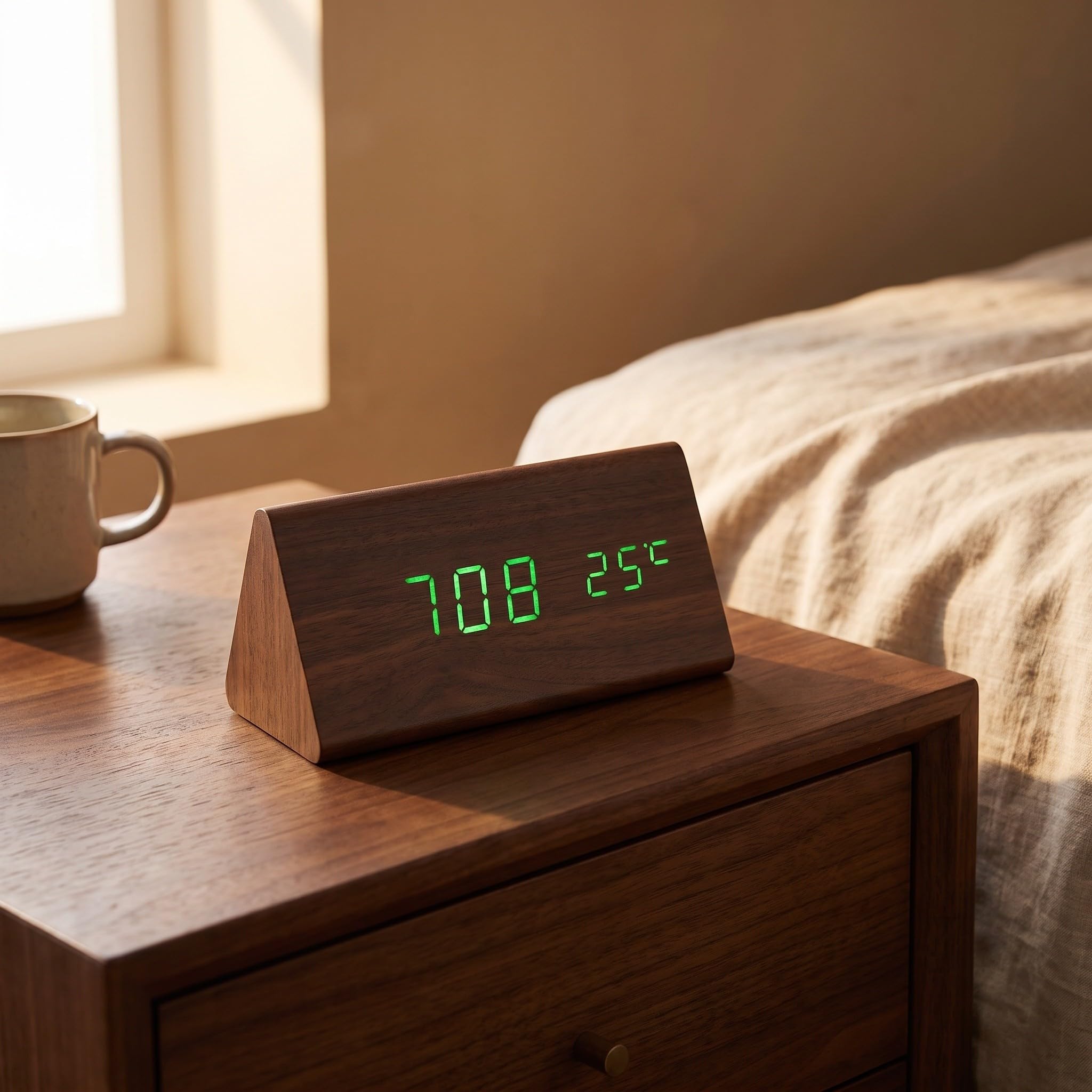 Zerodeko Reloj Despertador Digital, Reloj LED Triangular silencioso con luz