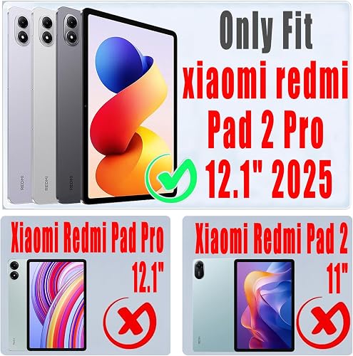 idudao Case for Xiaomi Redmi Pad 2 Pro 12.1 inch, Rotating Cover with Stylus holder Tablet Tab Auto Wake/Sleep,Black - 7